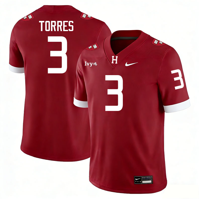 Harvard Crimson #3 Dante Torres College Football Jerseys,Uniforms Stitched-Crimson